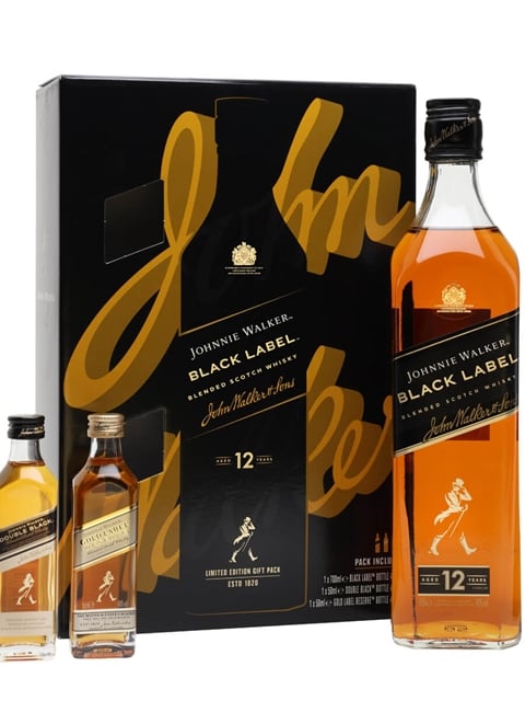 Johnnie Walker Black Label Gold Label and Double Black Miniatures Gift Set