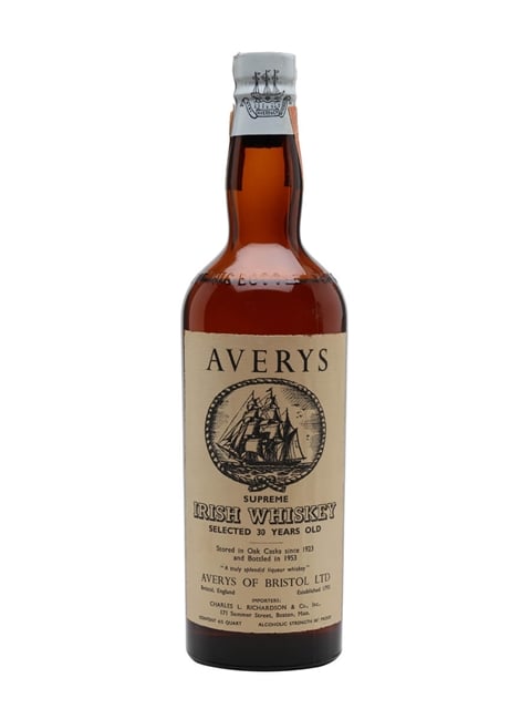 Averys Supreme Irish Whiskey 1923 30 Year Old Bot.1953